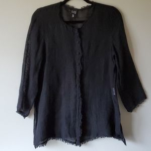 Eileen Fisher linen 100 % Sheer Black Shirt